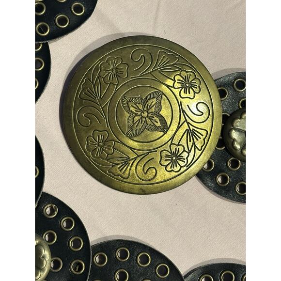 Brown Leather Concho Belt with Western Style Buckle Women's Fashion country chic - Picture 3 of 9